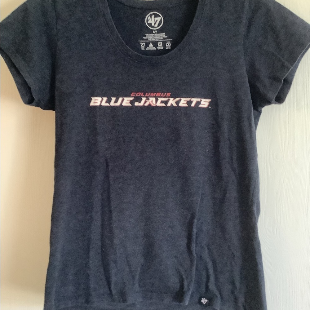 47 Columbus Blue Jackets Navy and Red Graphic Tee